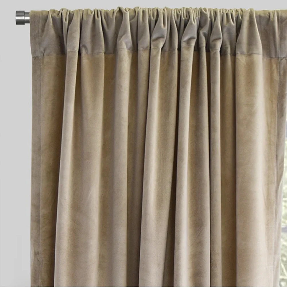 10 Beautiful Rodeo Home Shiny Beige Velvet Curtain Panels 54” x 96”